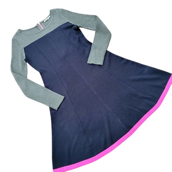 Eliza J  Color blocked Sweater Knit  Midi Dress Size Medium - Picture 1 of 8